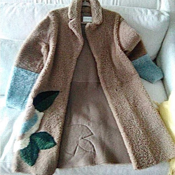 SANDRO PARIS NWT! DEWI LAMBSKIN SHEARLING TEDDY BR COAT-CAMEL.SZ 1 RETAIL $2390 - Picture 9 of 10